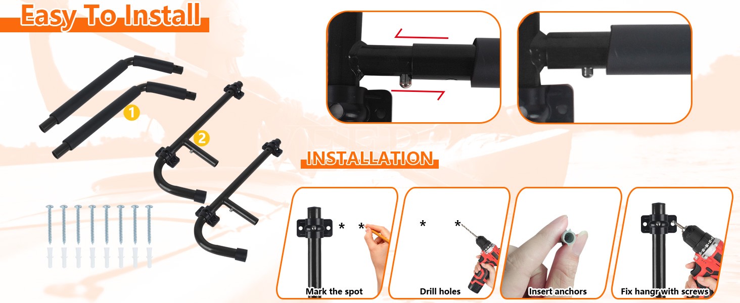 Kayak Storage Rack,Kayak Wall Mount,Heavy Duty Kayak Rack for Garage,Folding