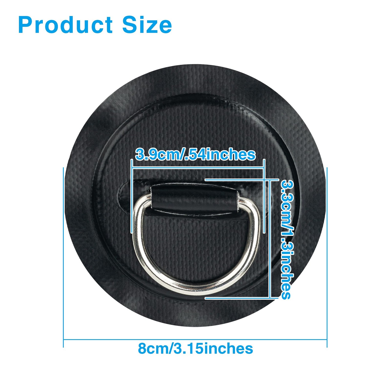 Omoojee Stainless Steel D-Ring Patch Kit, PVC Paddle D-ring×6 Black, Black