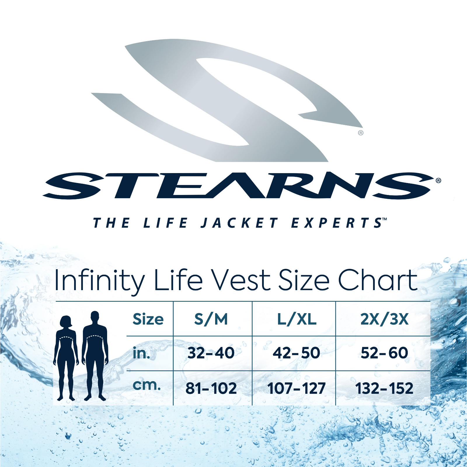 Stearns Infinity Series Life Jacket, Adult, S/M, persons over 90 pounds