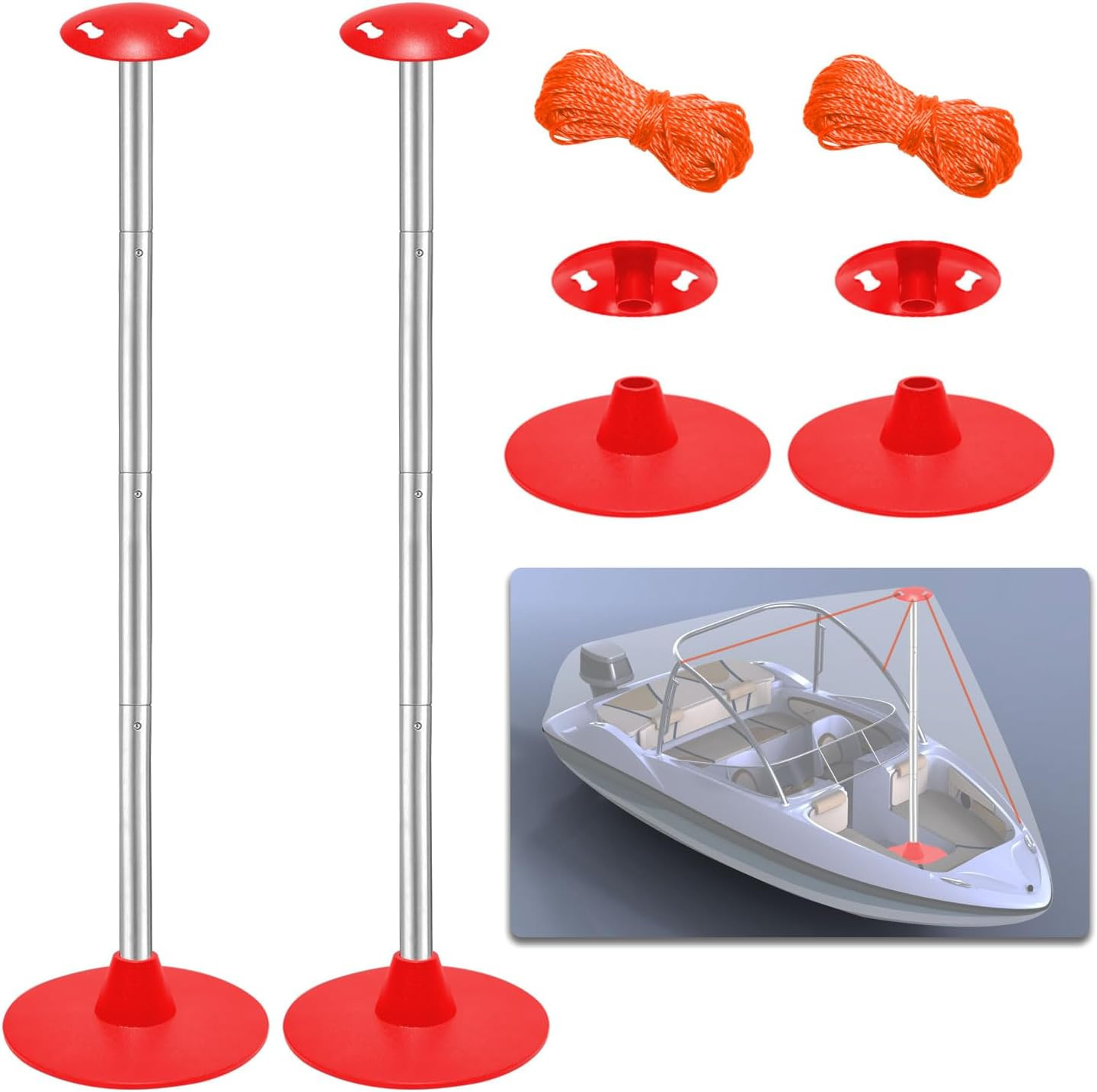 2 Pack Boat Cover Support Poles Height Adjustable Support Poles Pontoon