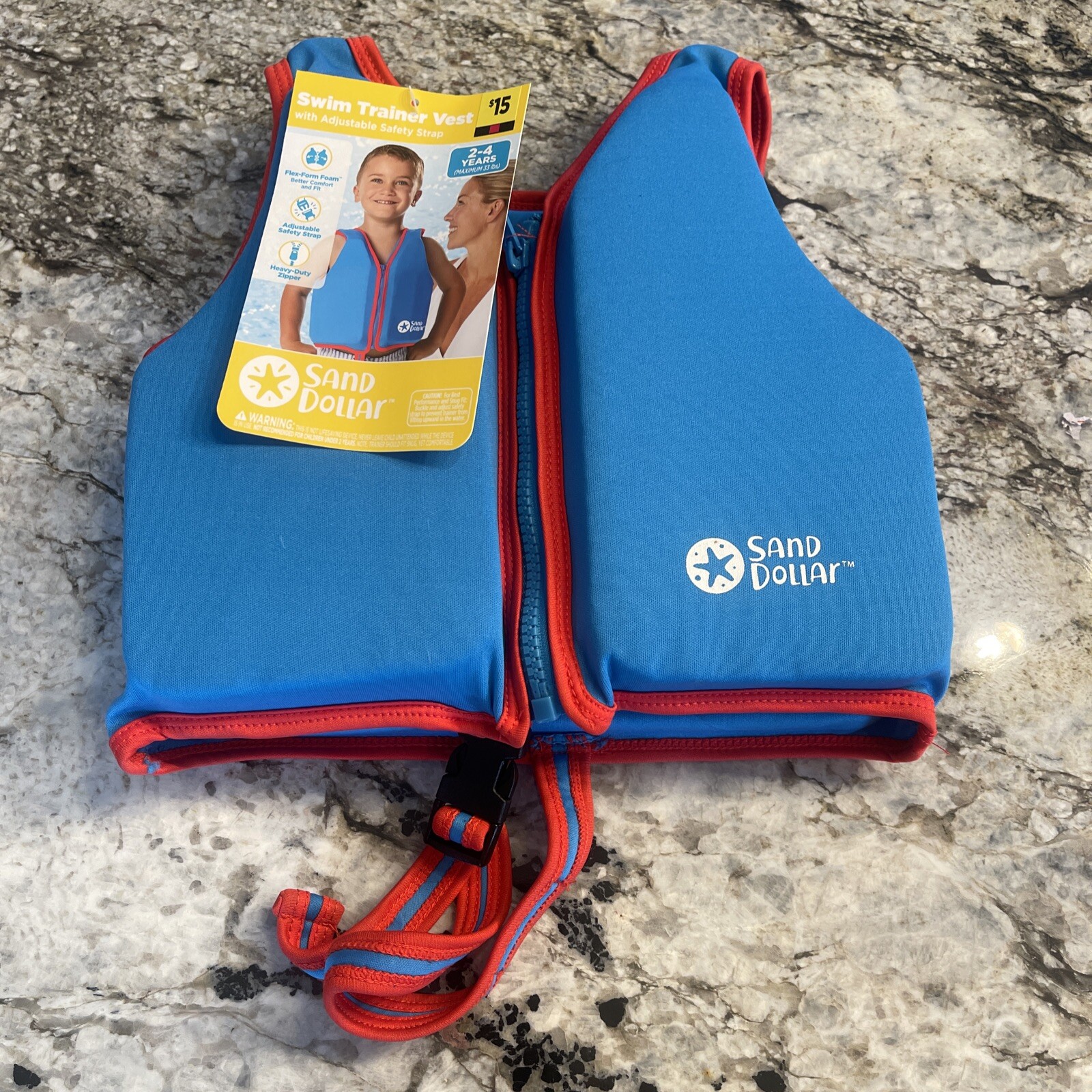 NWT Sand Dollar Swim Trainer Vest Ages 2-4 years Max 33 Pounds Blue