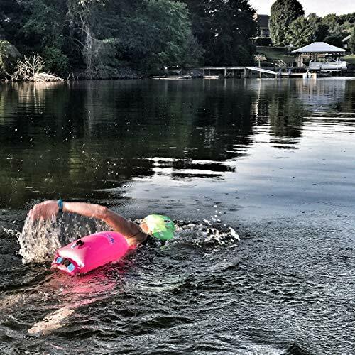 SAFETY FLOAT & DRYBAG for Open Water Swimmers Triathletes PVC 15L Pink NEW WAVE