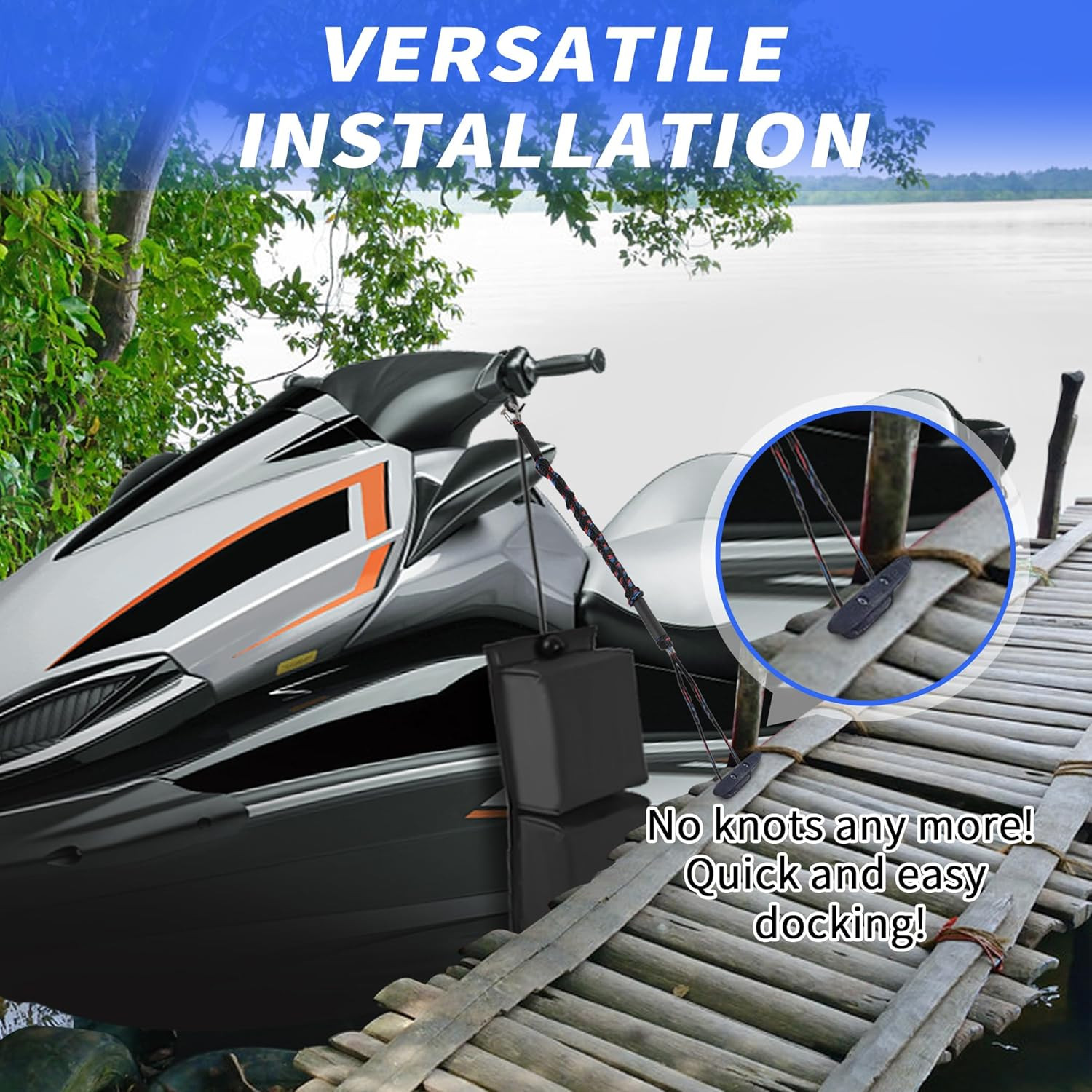(2-Pack) PWC Jet Ski Bumpers, Boat Fenders with Elastic Cords, Jet Ski Accessori