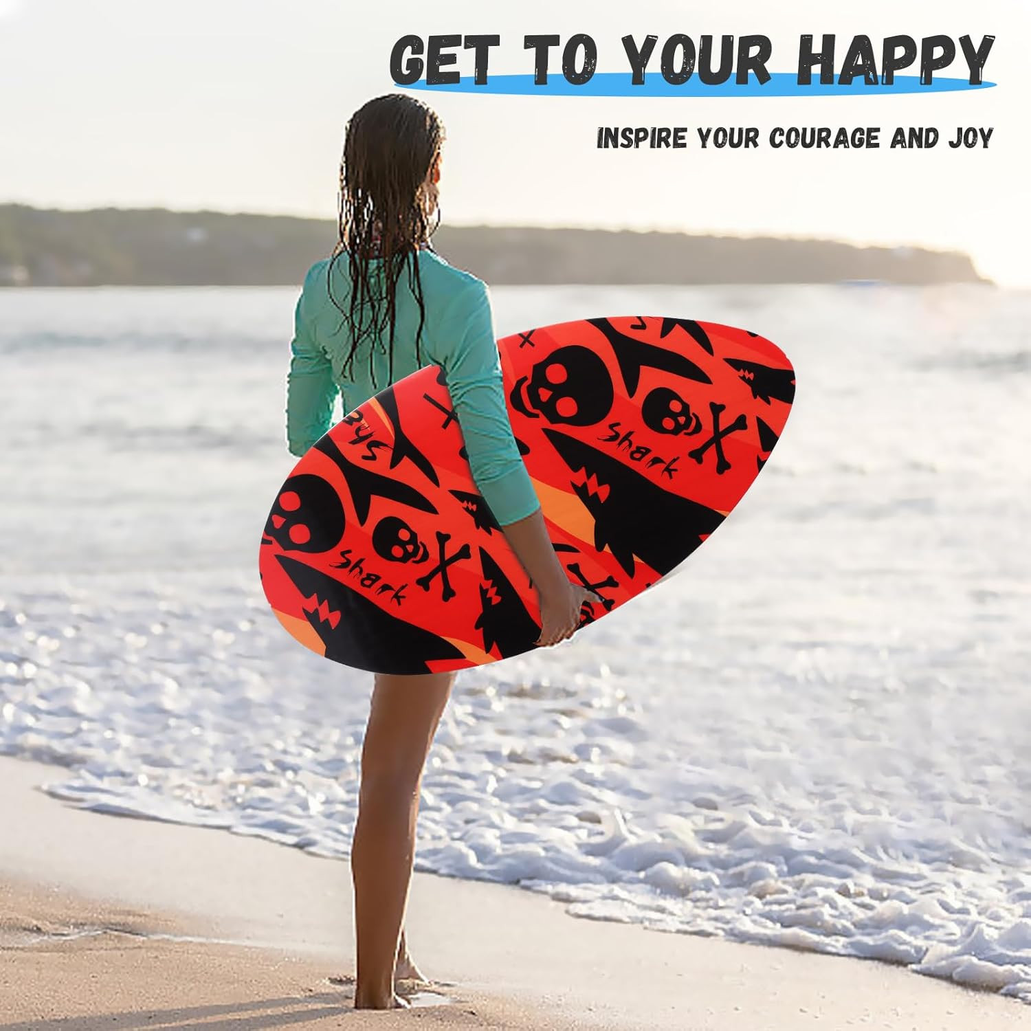 Skimboard 35 Inch Skim Boards for Beach Adults ＆ Kids, High Gloss Coat Wooden Sk