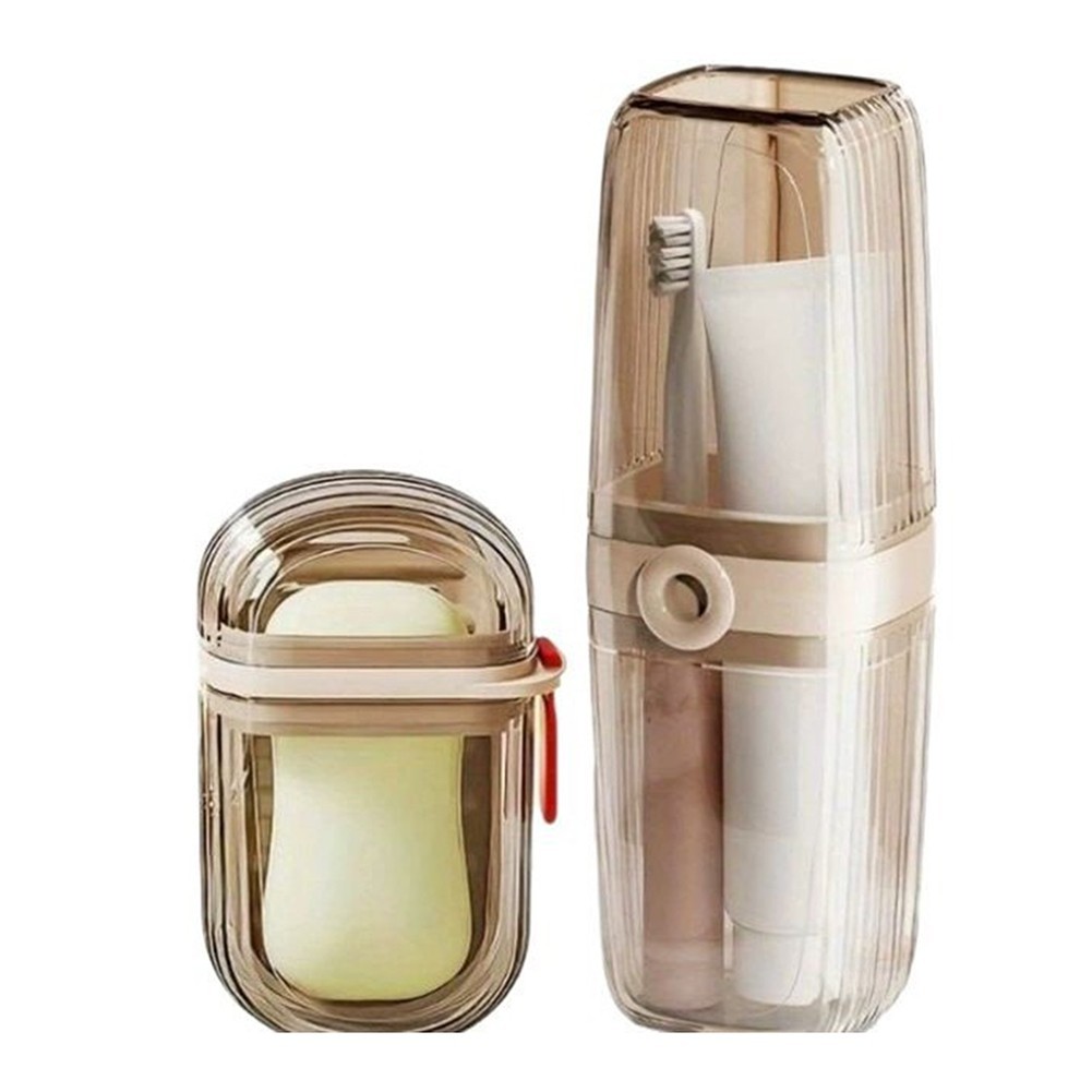 2 Piece Soap Dish with Lid and Toothbrush Case Set for Organized Travel Storage