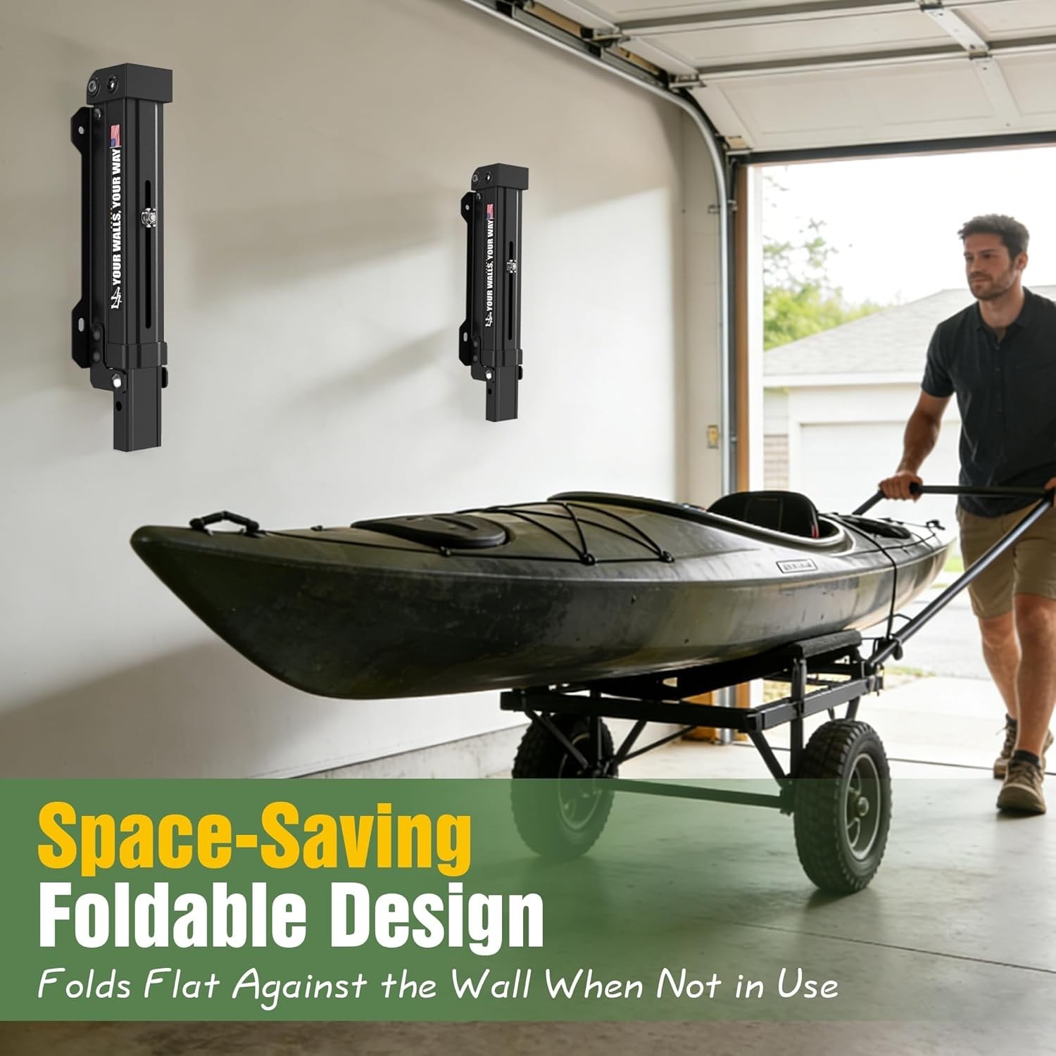 2PCS Foldable Kayak Wall Mount Rack 11.8-17″ Heavy Duty for Canoe SUP