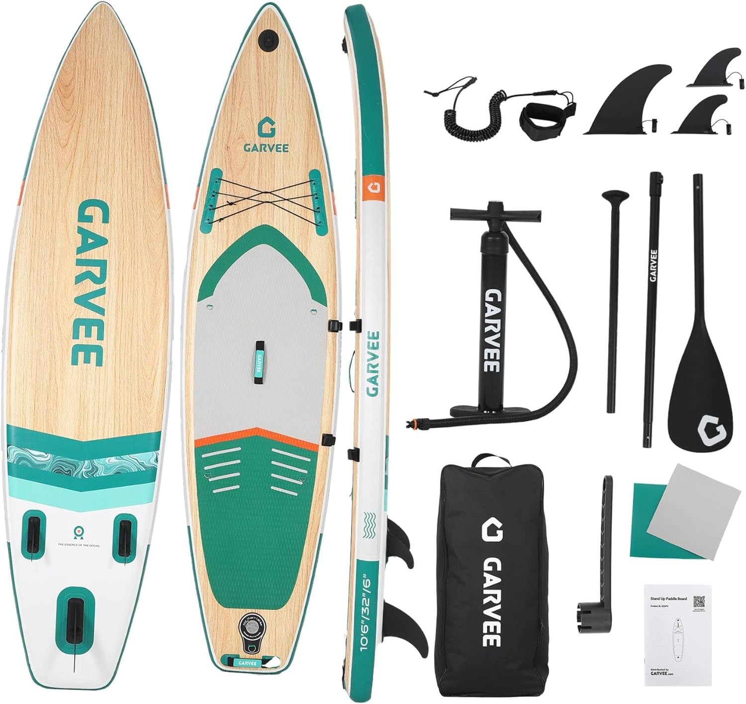 Lightweight PVC 11ft Inflatable Stand Up Paddle Board 300LBS Rise Paddle Board