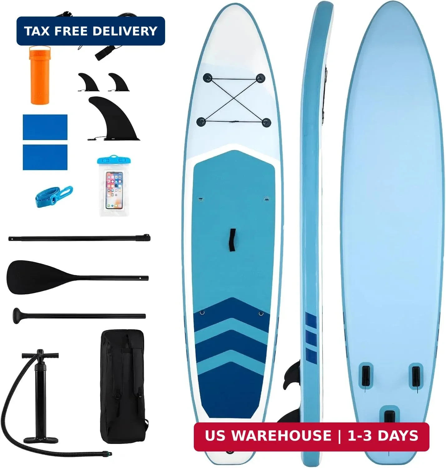 11FT Inflatable Paddle Board with SUP Accessories, Stand Up Paddle Board with Re