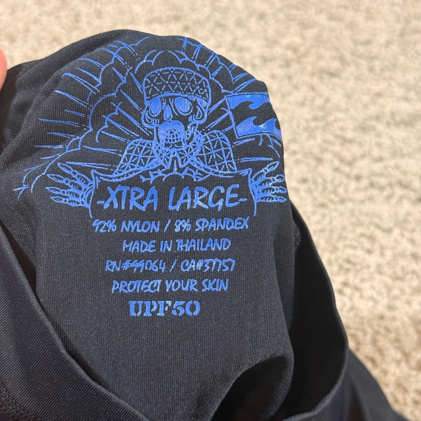 Billabong Rash Guard Mens XL Black Blue Short Sleeve UPF 50 Excellent MWLYARES