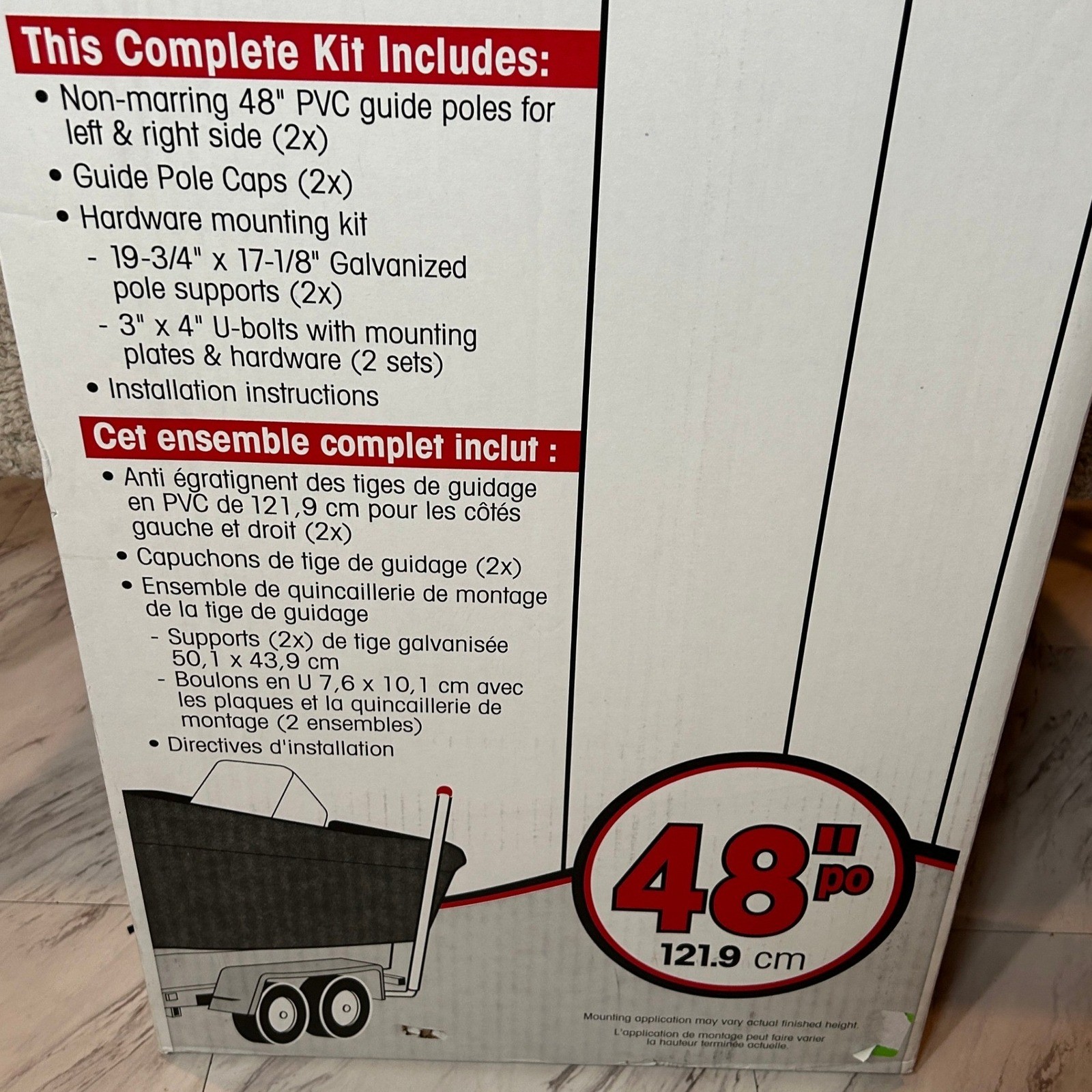 SeaSense 50080283 48 Inch Boat Trailer Guide Pole Kit PVC Galvanized Hardware