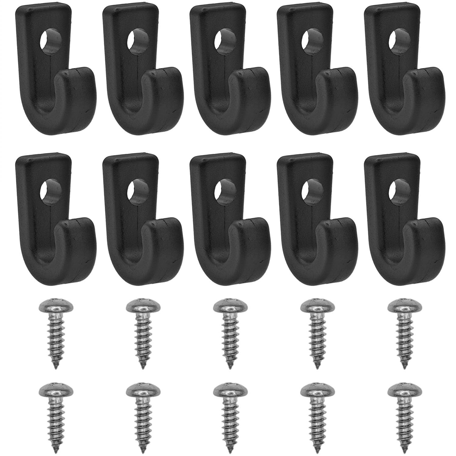 BOKWORE 10 PCS Kayak J Hooks Black Nylon Kayak Lashing Hook with Self Tapping…