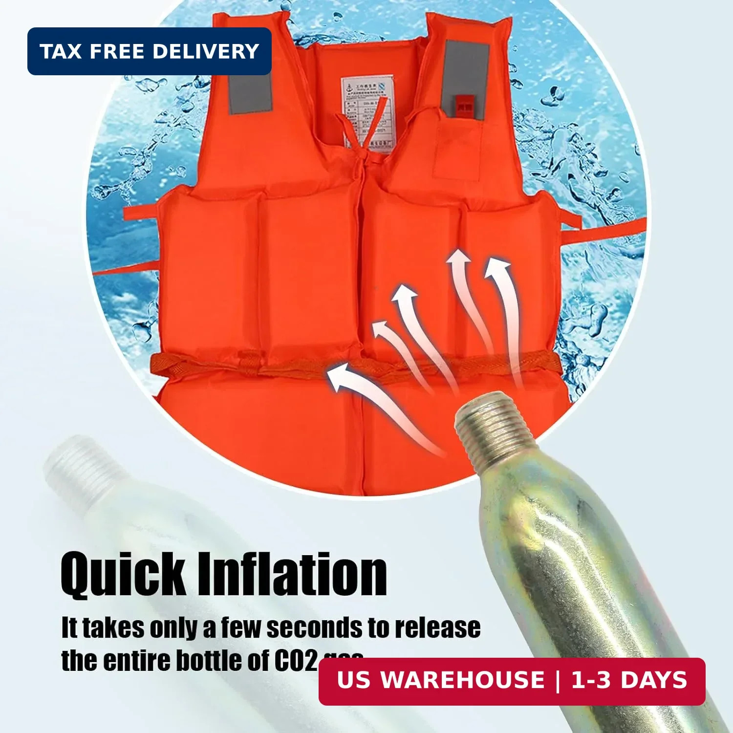 24 Gram CO2 Cartridge for Life Vest, Auto/Manual PFD Life Jacket Rearming Kit, M