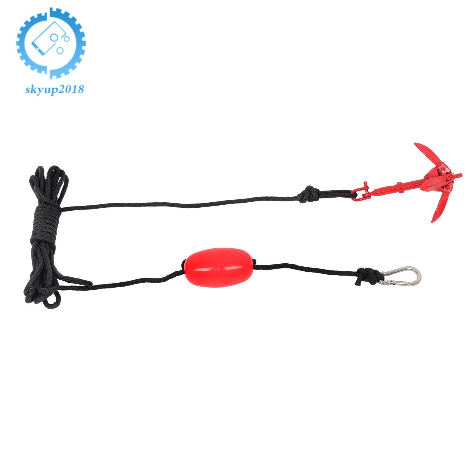 For Canoe Kayak Raft Boat Jet Ski Red 1.5Lb w/26.2 Ft Rope Folding Anchor Kit