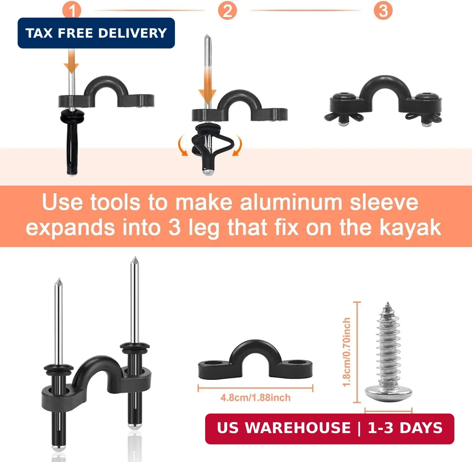 HLOGREE Kayak Handles 2/4 Pack,Kayak Carry Handle with Rivets,Kayak Replacement