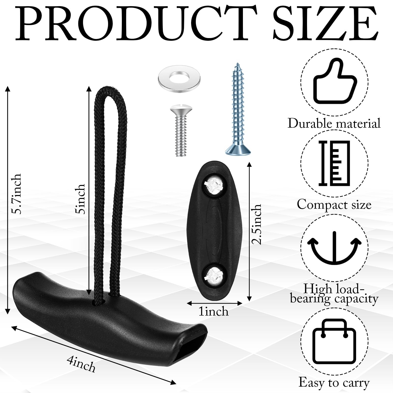 2 Sets Kayak Carry Handle Kayak Grab T-Handle Set Heavy Duty Plastic Nylon Co…