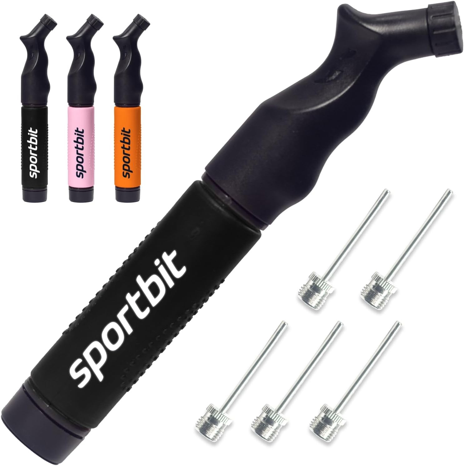 SPORTBIT Ball Pump for Sports Balls – Push & Pull Inflating System – Black