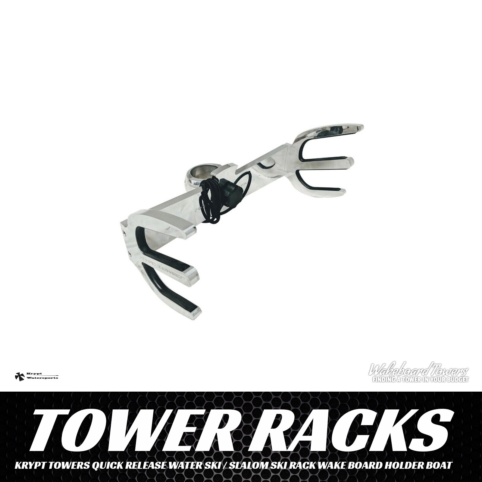 Krypt Towers Quick Release Water Ski / Slalom Ski Rack Wake Board Holder Boat