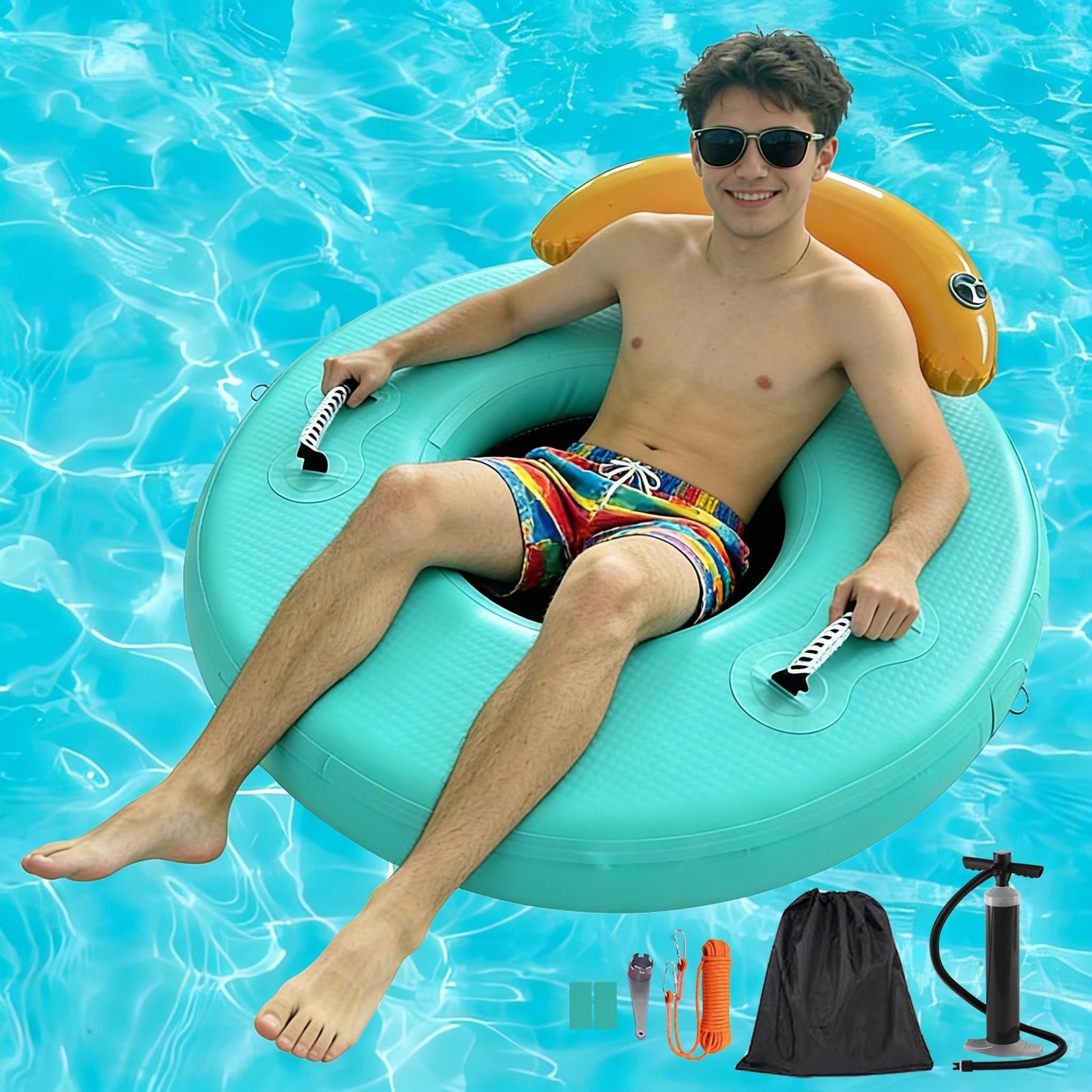 Water Hammock Inflatable Dock, 4ft/6ft/8ft Floating Raft Circular Water Islan…