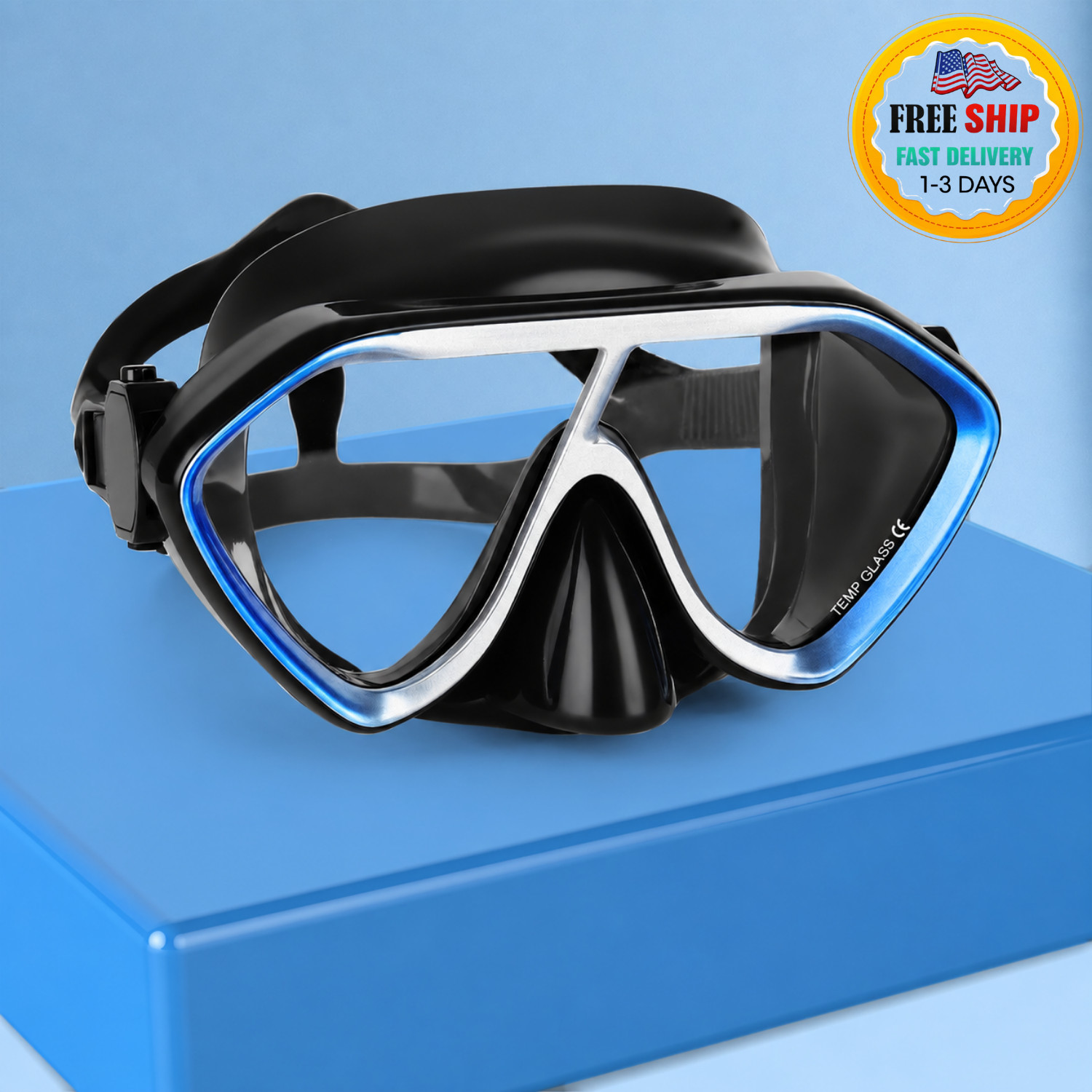 Scuba Diving Mask Tempered Glass Lens Swim Goggles Snorkeling Panoramic