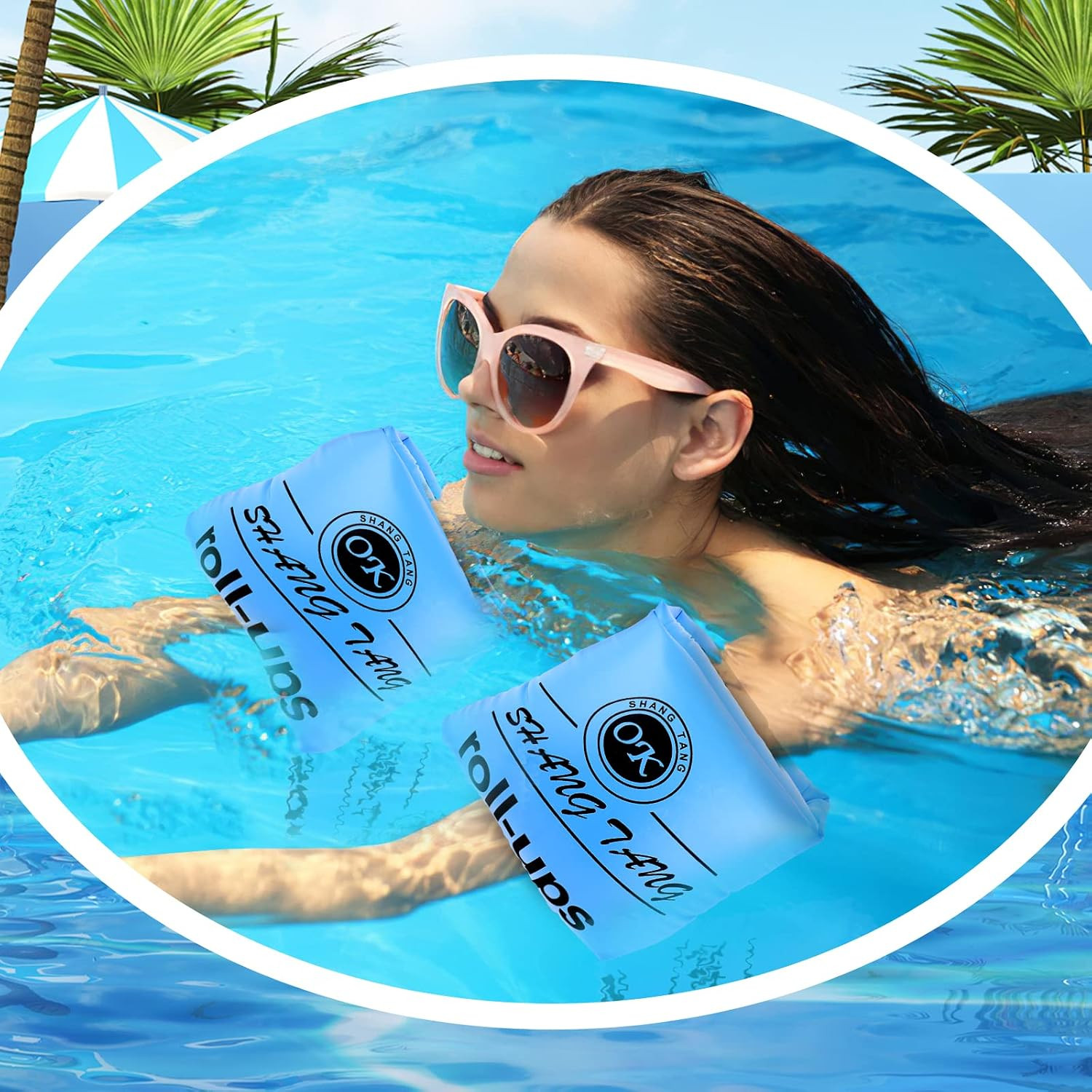 2 Pack Arm Floaties for Adults and Kids, Water Wings Inflatable Arm Swimming