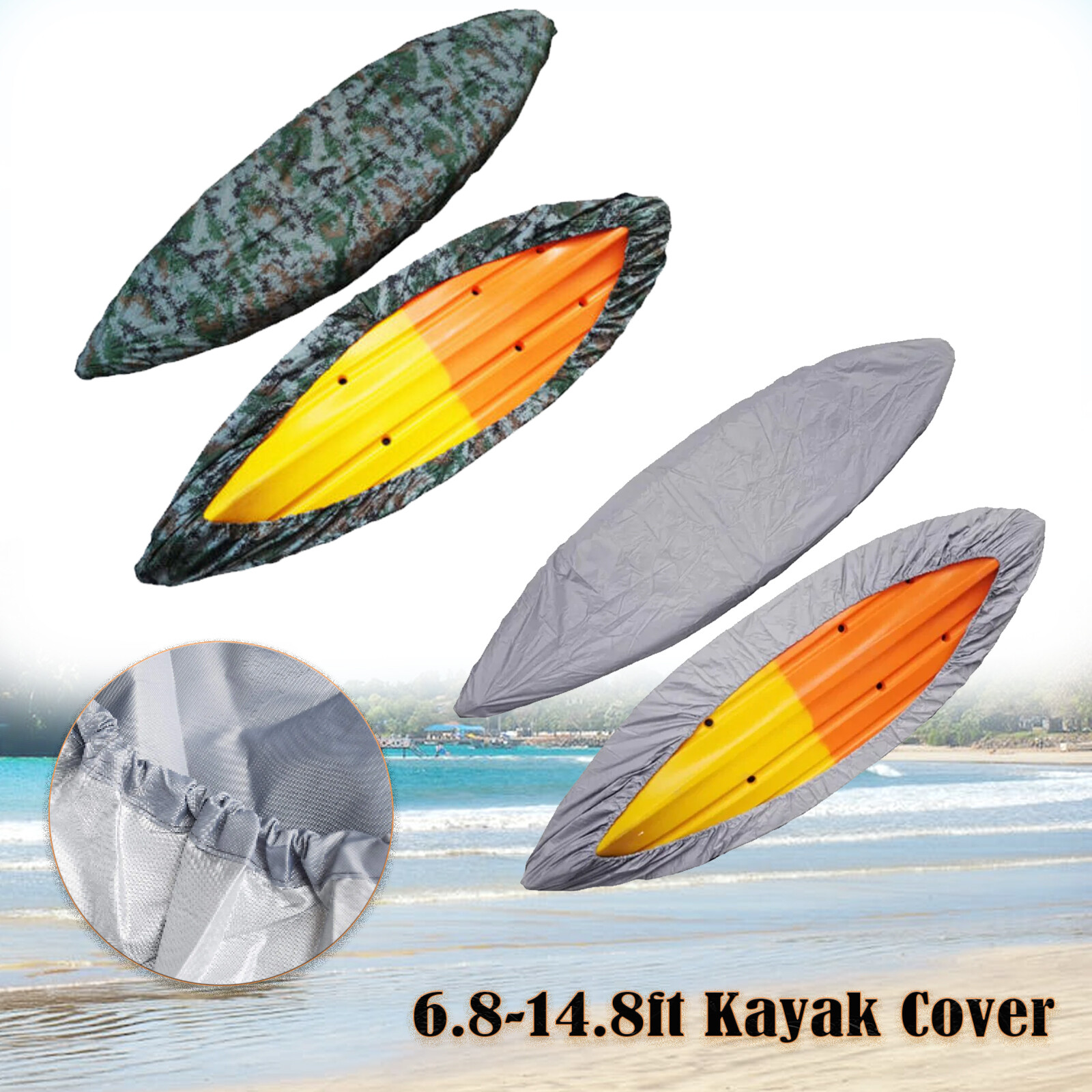 Waterproof Kayak Cover 6.8-14.8ft 210D Canoe Kayak Storage Cover Dust Shield