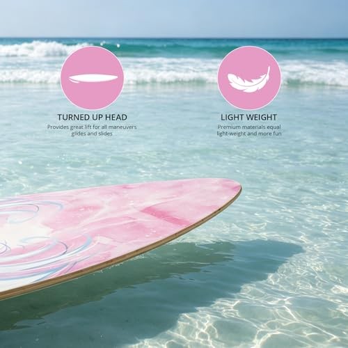 Skimboard 35 Inch Skim Boards for Beach Adults ＆ Kids, High Gloss Coat Wooden