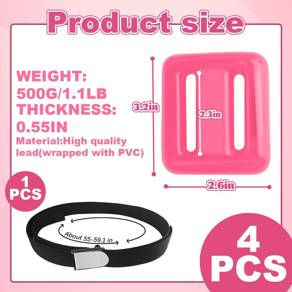 4 Pcs Scuba Weight Belt,Dive Weight Belt,Nylon Coated Dive Weights Block,1.1LB S