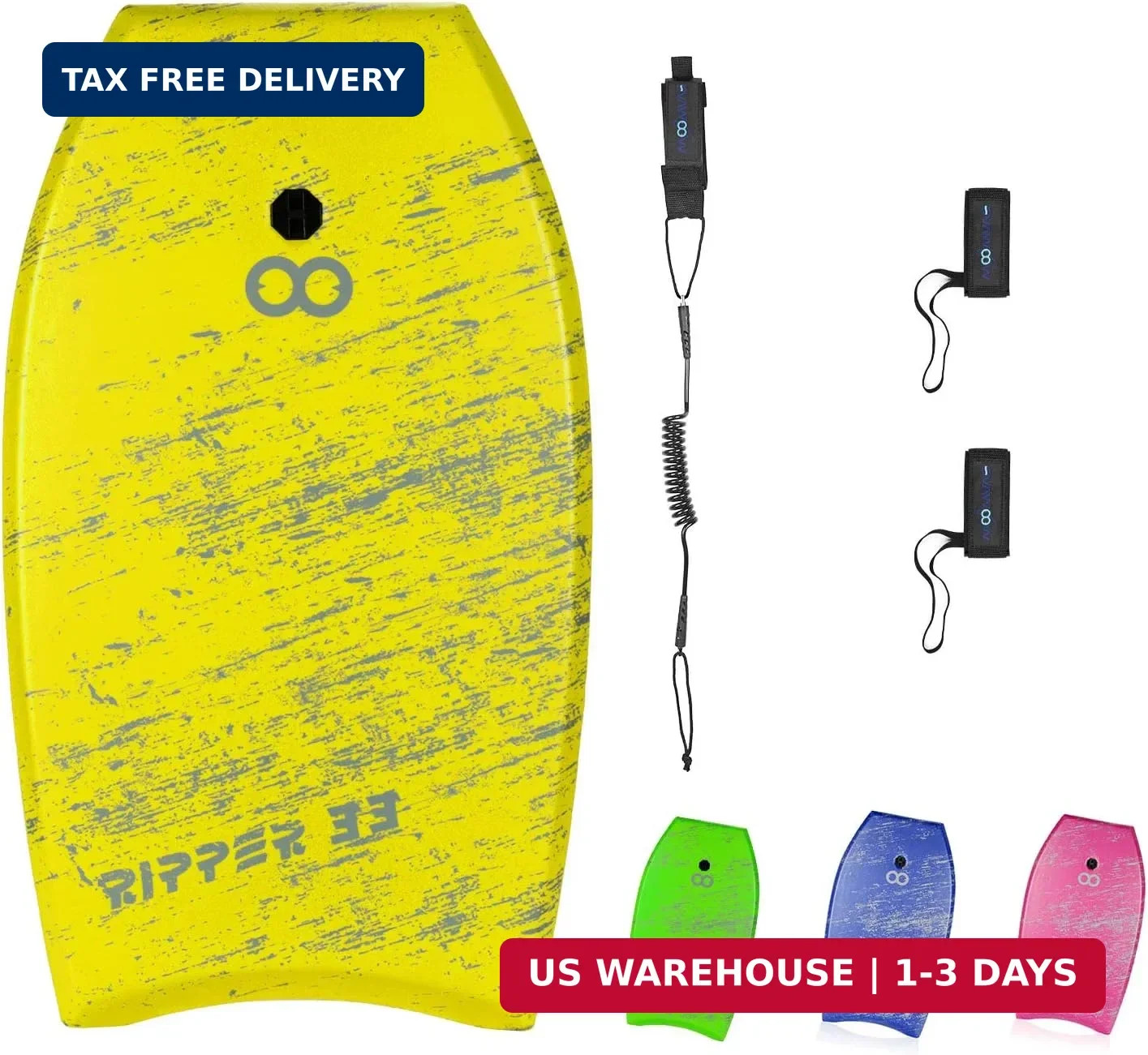 WOOWAVE Bodyboard 33-inch/36-inch/41-inch Super Lightweight Body Board with Coil