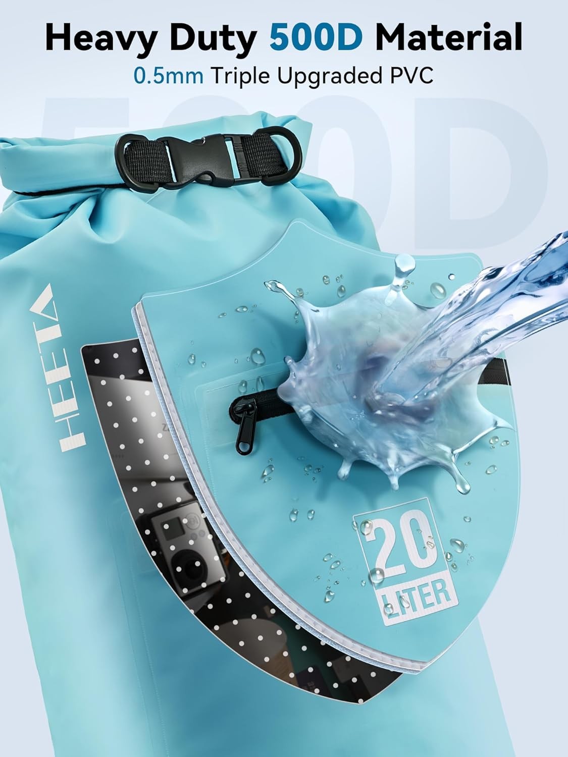 Waterproof Dry Bag Backpack 5L/10L/20L/30L/40L w/Front Zipper Pocket f/ Kayaking
