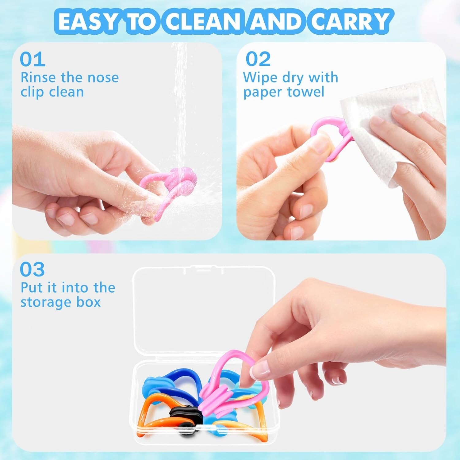 Swimming Nose Clip – 𝟭𝟬 𝗣𝗮𝗰𝗸𝘀 Nose Plugs for Kids(Age 7+), Swim Nose Clip