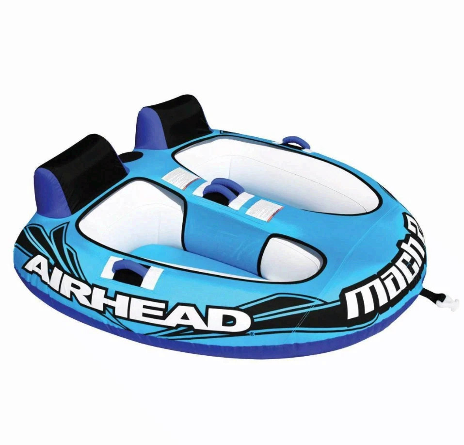 Airhead AHM2-2 Mach 2 Inflatable 2 Rider Cockpit Lake Boating Water Towable Tube