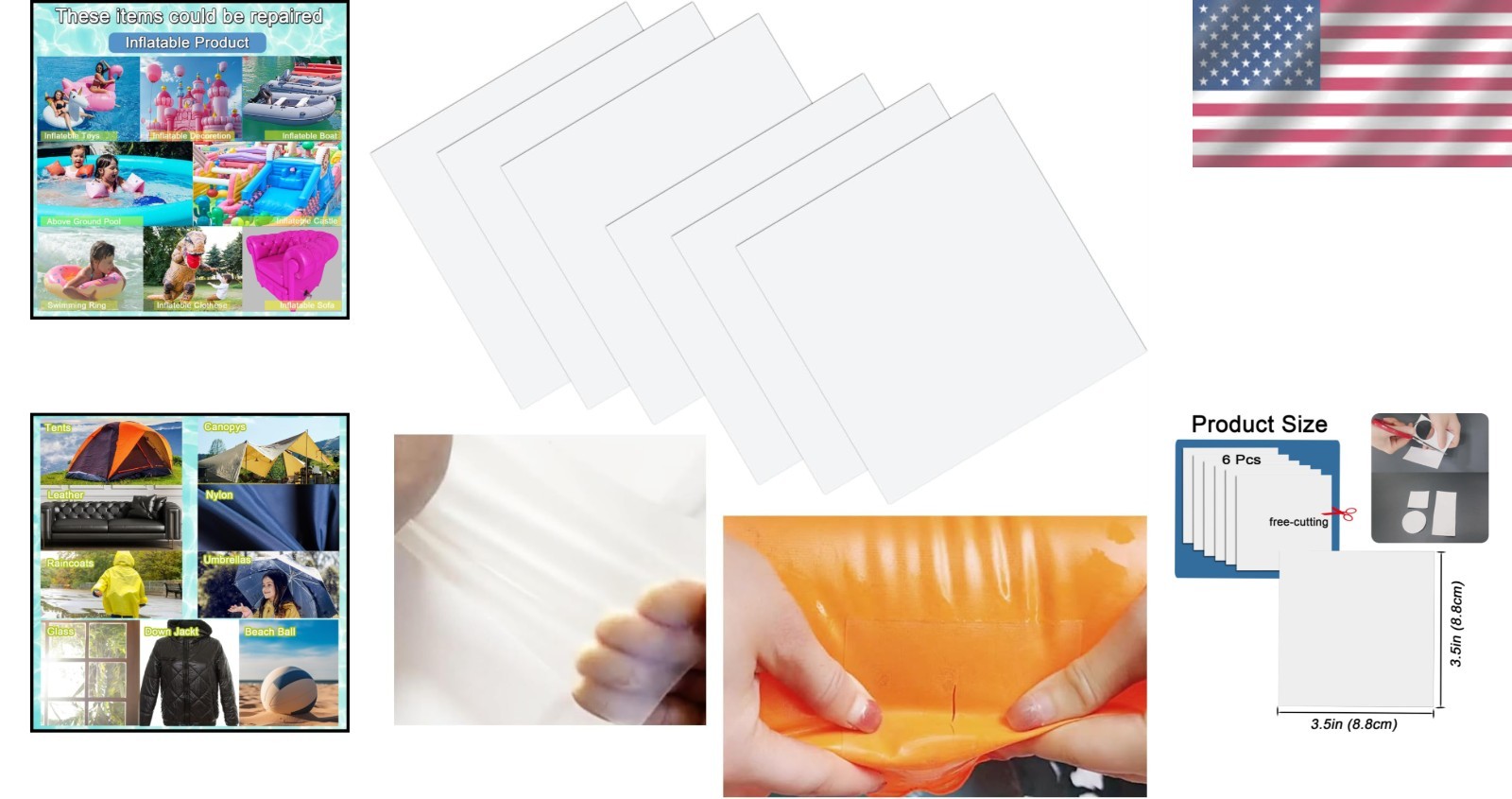 6-Pack Heavy-Duty TPU Inflatable Repair Kit, 3.5×3.5 In, Waterproof and Durable
