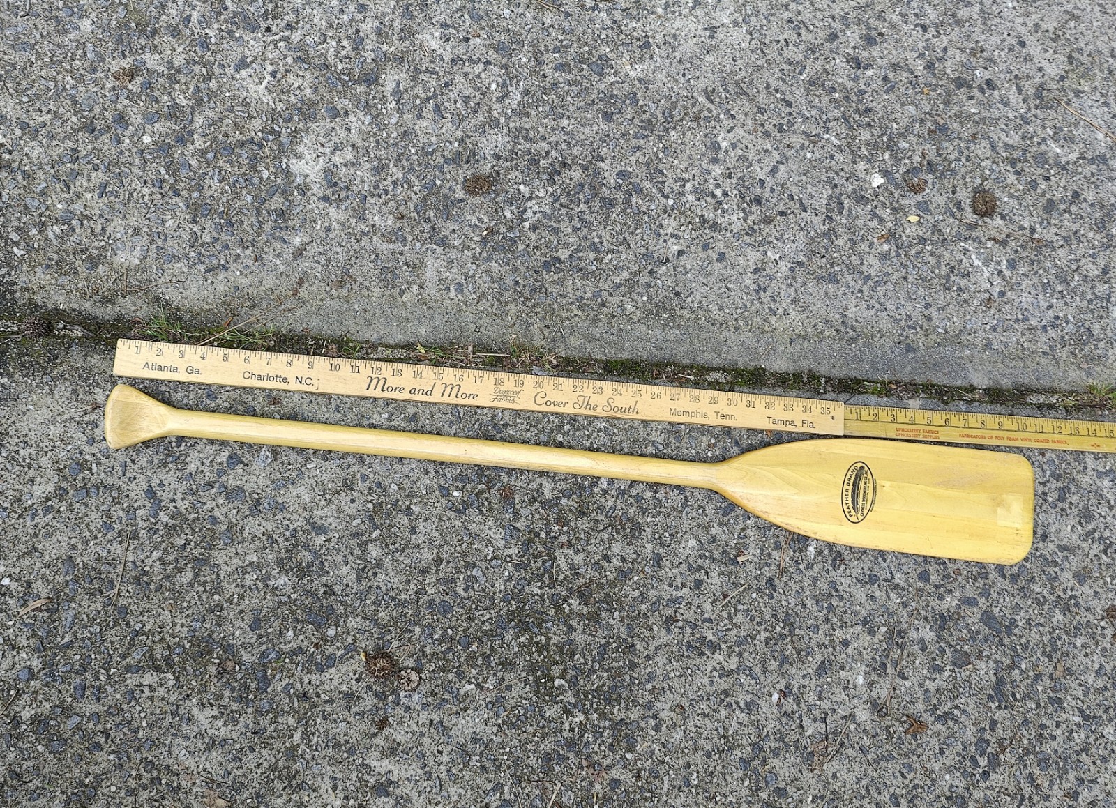 Vintage Wooden Canoe Paddle Feather Brand Caviness Oar Decor Rustic USA
