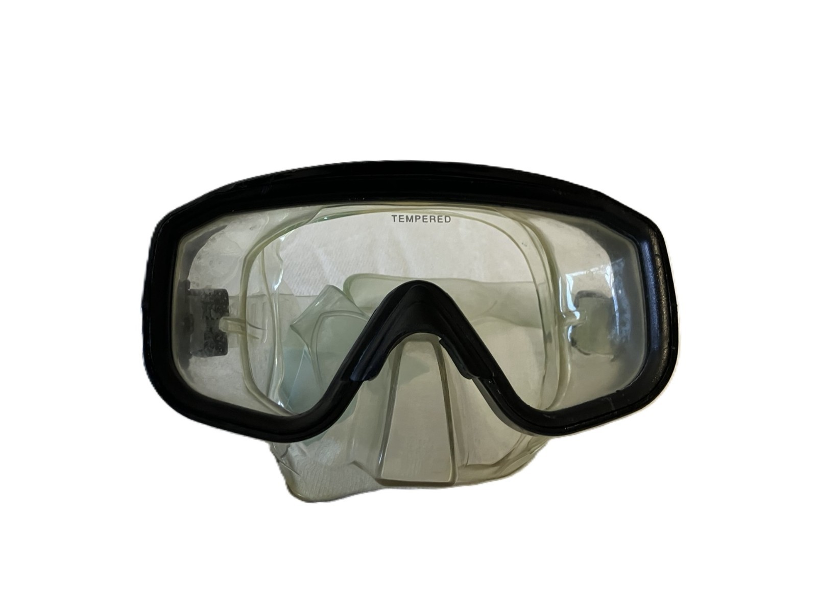 Deep See Snorkel Mask & Snorkel Set Black/Clear Tempered Glass – Good Condition