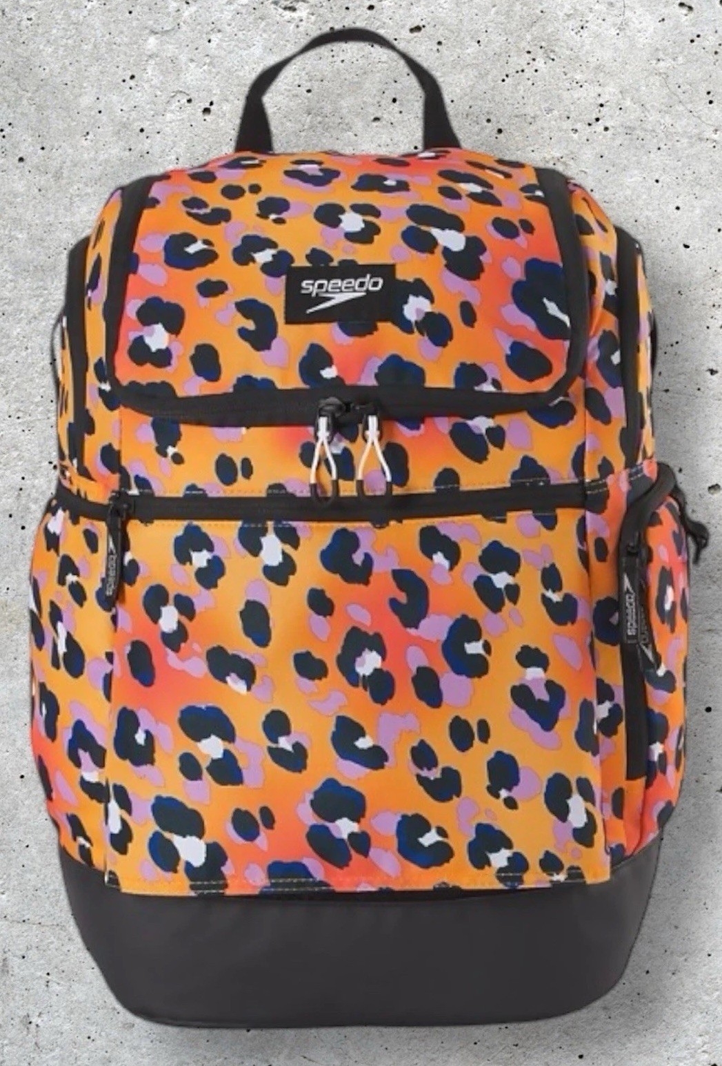 Speedo Teamster 2.0 Orange Pop Cheetah/Leopard Backpack~ 35L ~ EUC