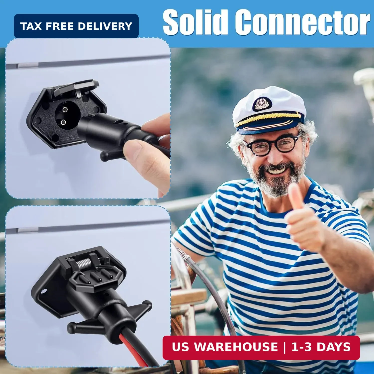 Saillong Trolling Motor Plug, Trolling Motor Plug Receptacle,12V Male & Female C