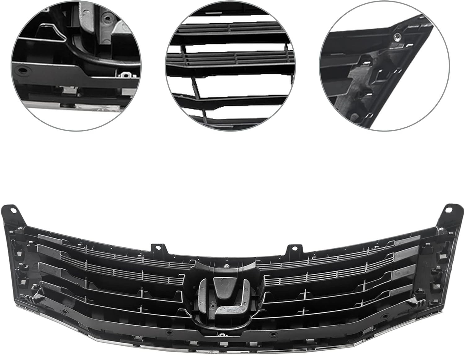 Front Bumper Grille Black With Chrome Mesh Grill For 2008 2009 2010 Honda Accord