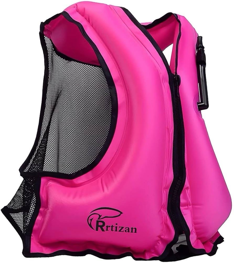 S/M Inflatable Snorkel Vest Adult Safety Life Jacket for Swimming, Surfing