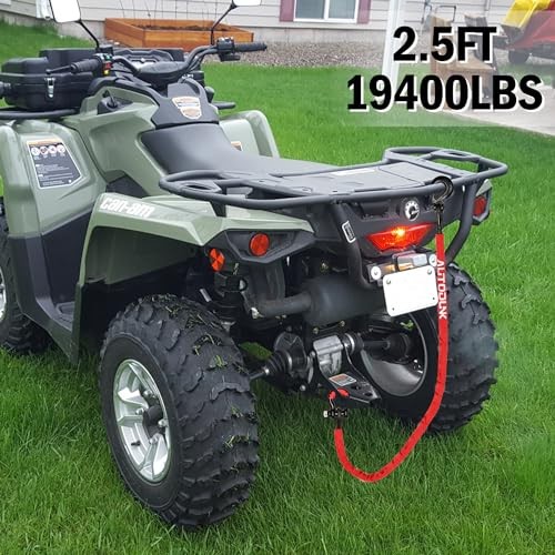 2.5FT UTV ATV Recovery Strap 19400LBS with Winch Hook and D-Ring Shackle, 2ft