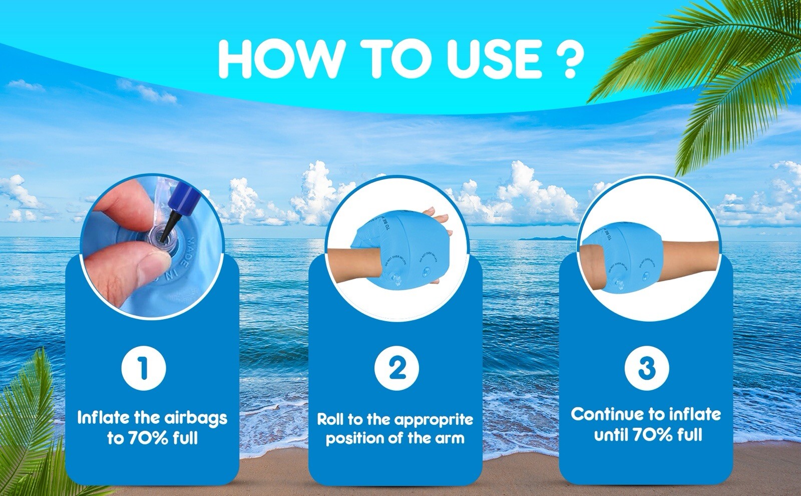 3 Pack Arm Floaties Kids 6-12Yrs Floaties Inflatable Swim Bands Floater Sleeves
