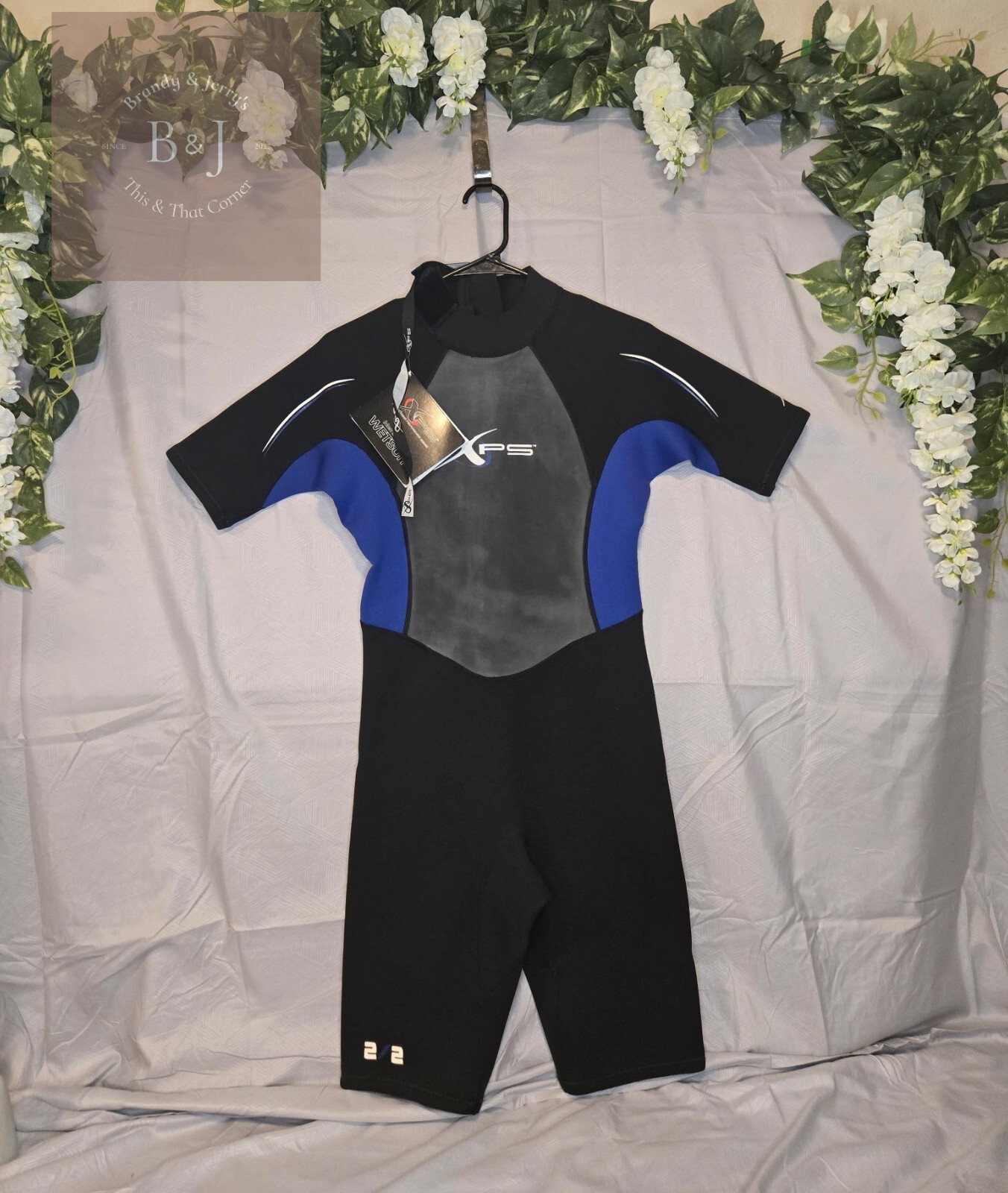 Men’s Spring Wetsuit by XPS Short Sleeve Black, Gray, Blue Size M