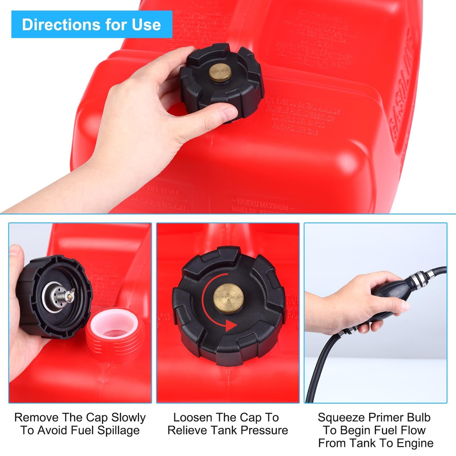 3 Gallon Portable Marine Tank with 9.8ft Hose-12L Marine Boat Transfer Tank, …
