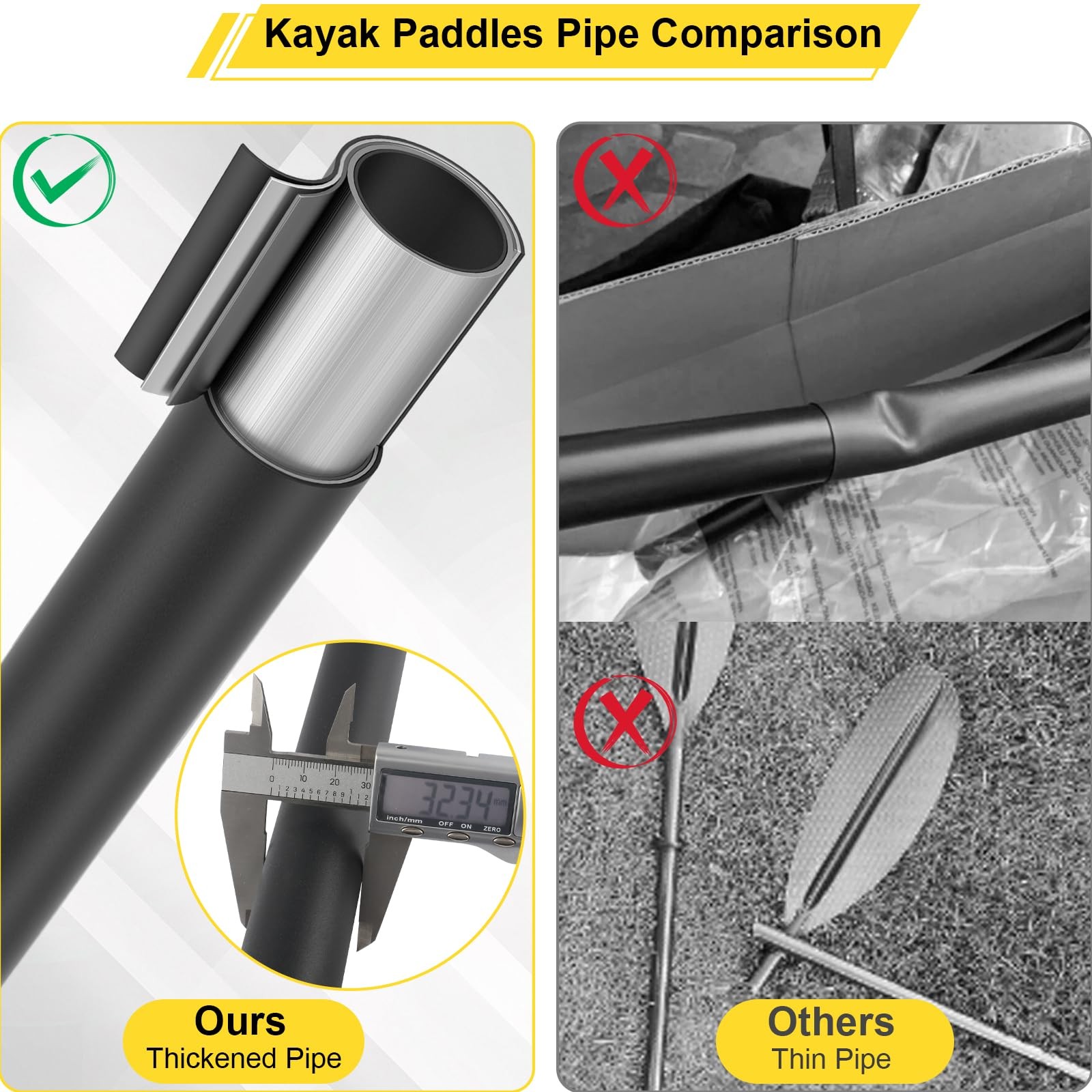 Kayak Paddle,70 to 95in Telescopic Carbon Fiber Kayak Paddle Frosted Pipe wit…