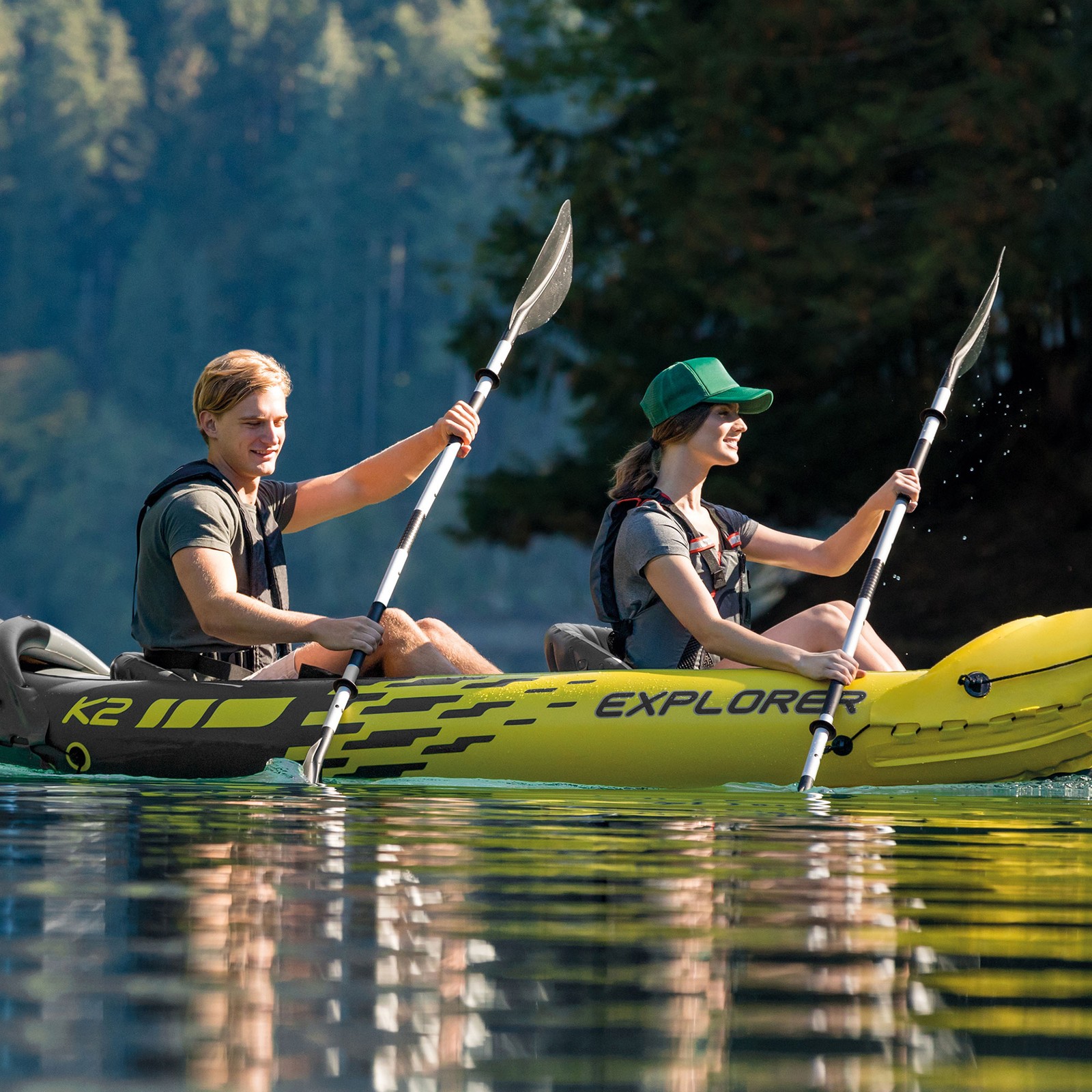 Intex 86″ Lightweight Aluminum Double Oar Inflatable Kayak Paddle, Black, 2 Pack