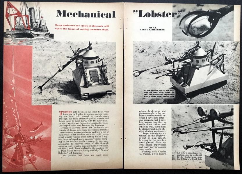 Mechanical Lobster 1947 Lt. Harry E. Riesenberg design cut-away graphic