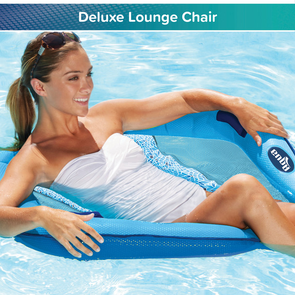 Aqua Inflateable Pool Float Lounge Chair Mosaic Blue