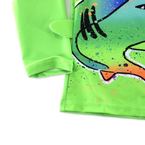 Boys UPF 50+ Long Sleeve Rash Guard and Swim Trunks Outfit Set 3-4T Green Shark
