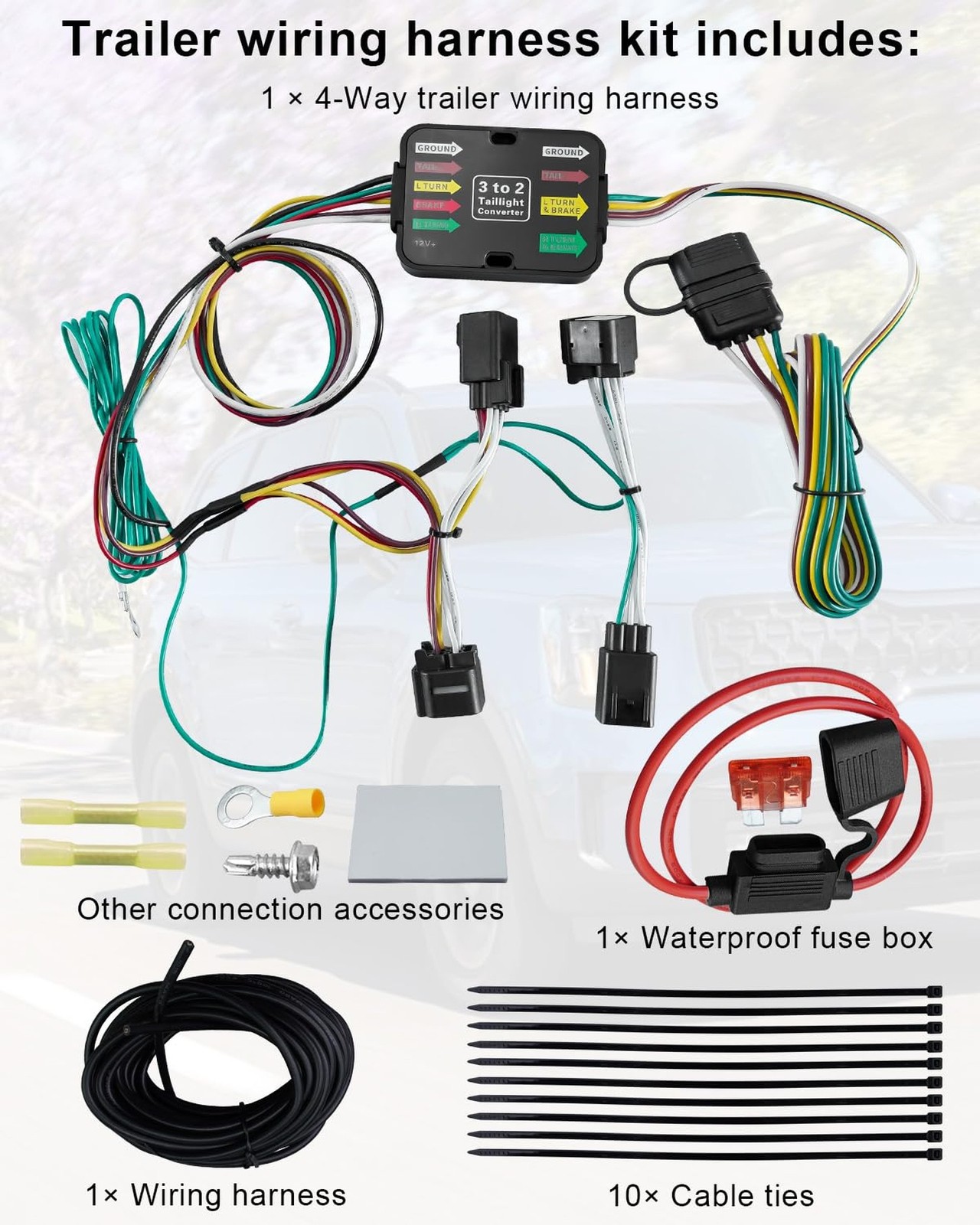 4-Pin Trailer Wiring Harness Fit for Kia Telluride 2023-2025, 4-Way Flat Outp…