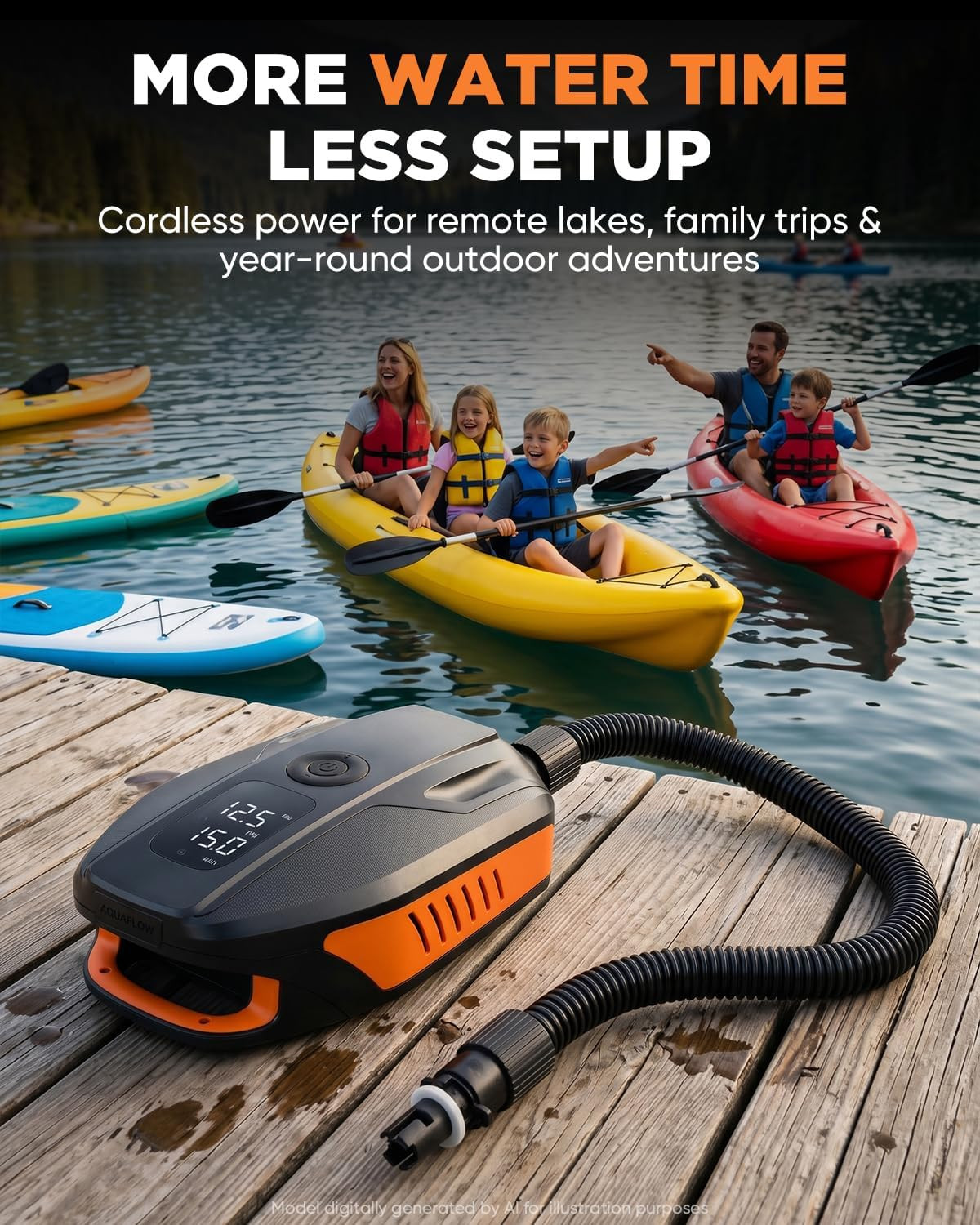 Paddle Board Electric Pump,18000Mah Rechargeable 20PSI Sup Pump, Intelligent Dua