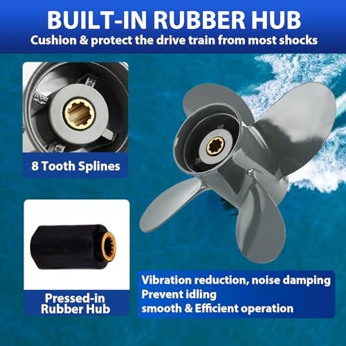OEM Upgrade 9 1/4×10,4-Blade Aluminum Boat Motor Propeller for Honda/Yamaha 8
